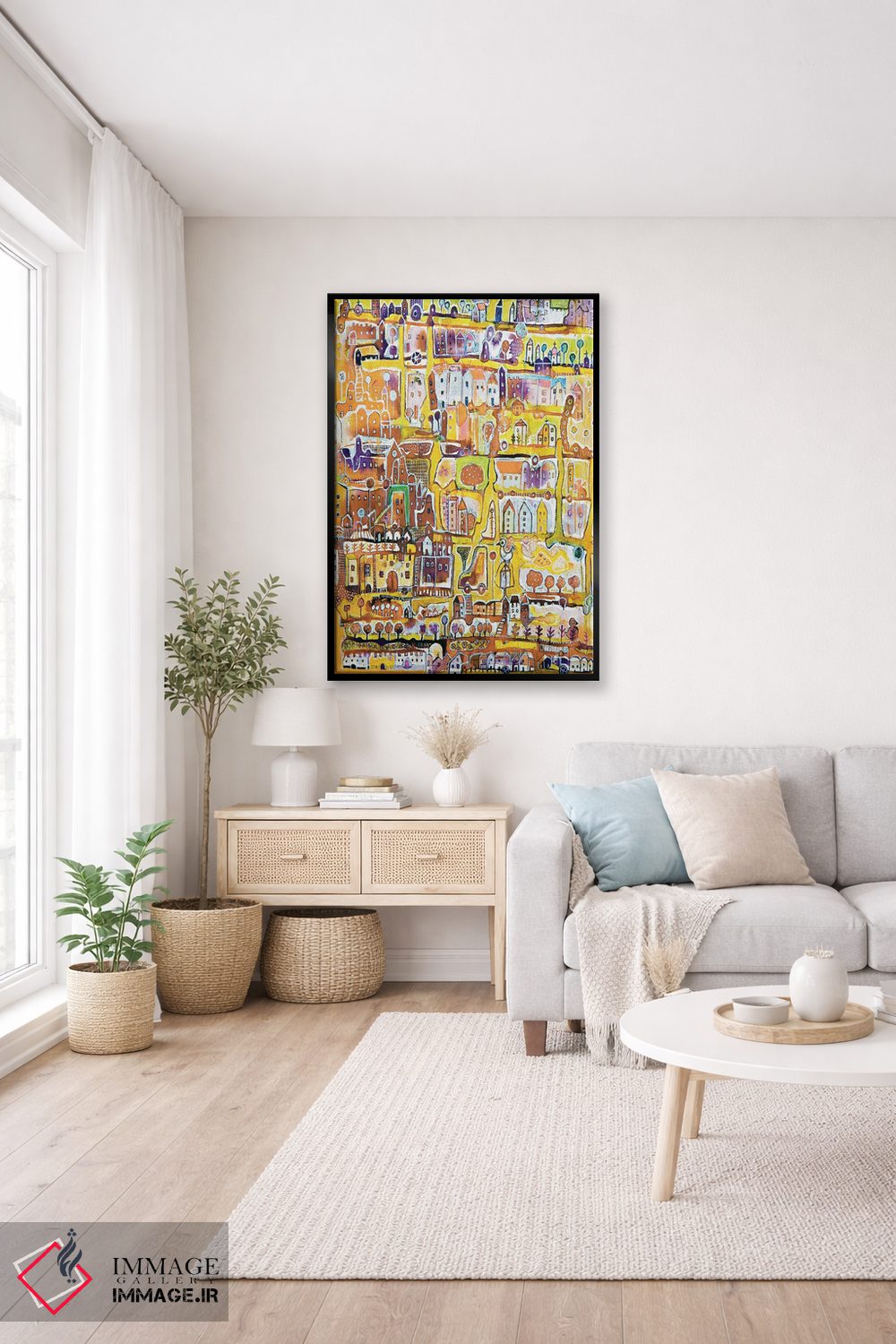 تابلو دکوراتیو شهر زرد اثر ایرنه گولاندریس - D5B