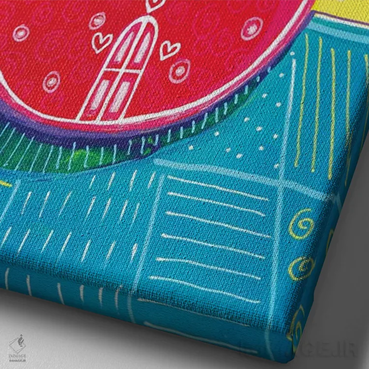 تابلو دکوراتیو انار با قلب اثر ایرنه گولاندریس - نمای نزدیک بافت بوم