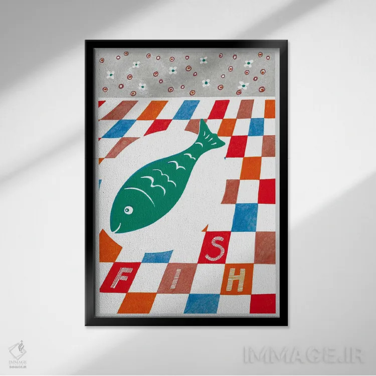 تابلو دکوراتیو جشن ماهی ها اثر ایرنه گولاندریس - نمای قابدار مشکی