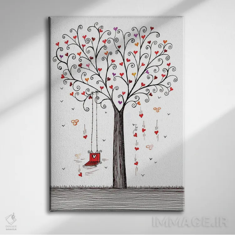 تابلو دکوراتیو درخت با تاب اثر ایرنه گولاندریس - نمای روبهرو روی دیوار