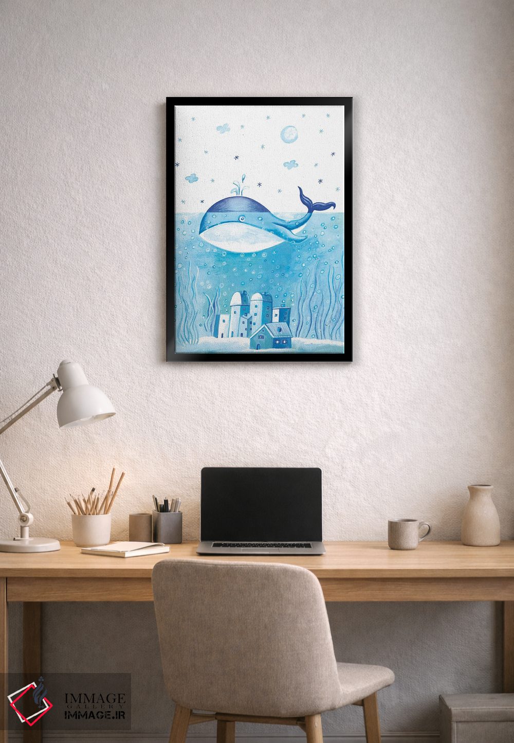تابلو دکوراتیو نهنگ آبی اثر ایرنه گولاندریس - D1B