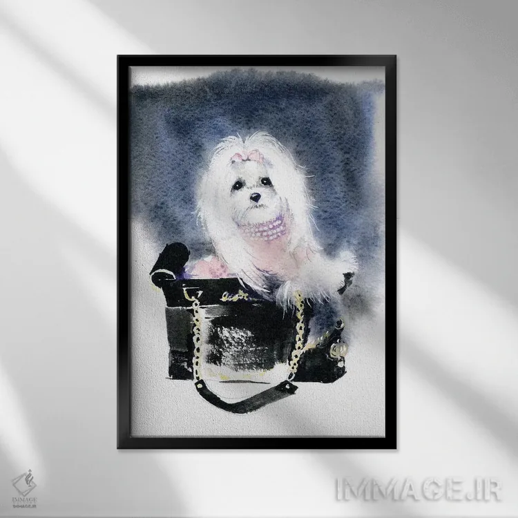 تابلو دکوراتیو سگ اثر مارینا ایگناتووا - نمای قابدار مشکی