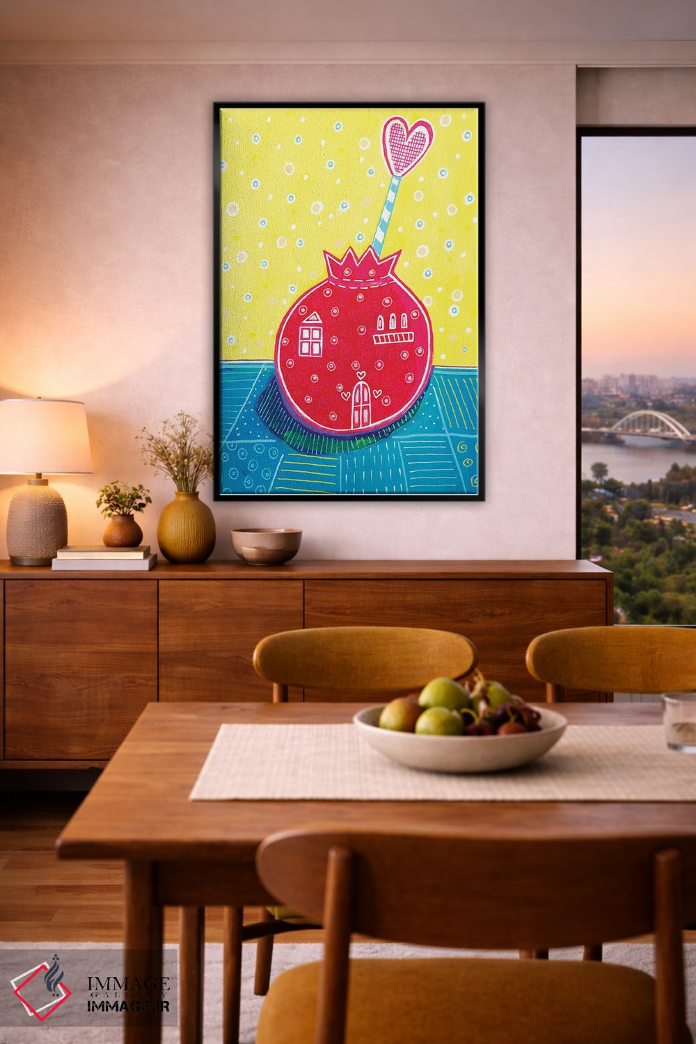 تابلو دکوراتیو انار با قلب اثر ایرنه گولاندریس - D6B