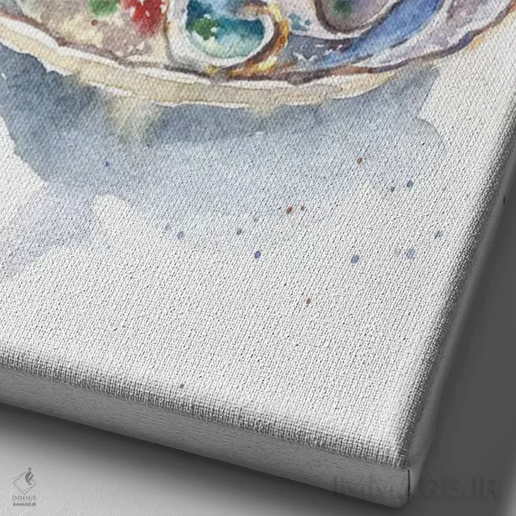 تابلو دکوراتیو فنجان با پروانه ها اثر مارینا ایگناتووا - نمای نزدیک بافت بوم