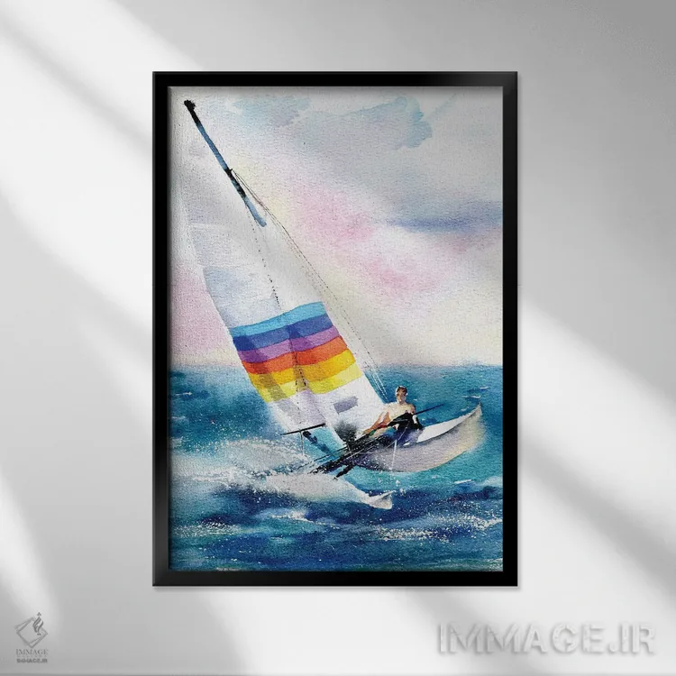 تابلو دکوراتیو تنها با دریا اثر مارینا ایگناتووا - نمای قابدار مشکی