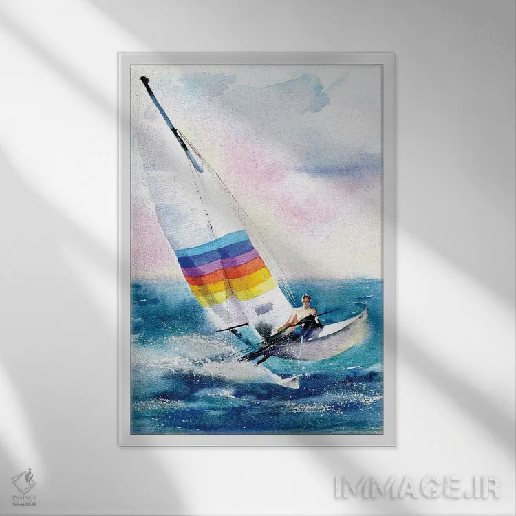 تابلو دکوراتیو تنها با دریا اثر مارینا ایگناتووا - نمای قابدار سفید