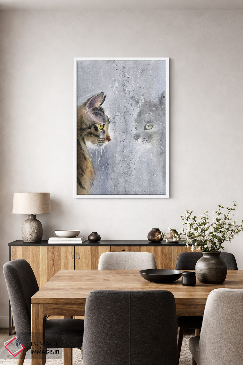 تابلو دکوراتیو گربه کنار پنجره اثر مارینا ایگناتووا - D3W