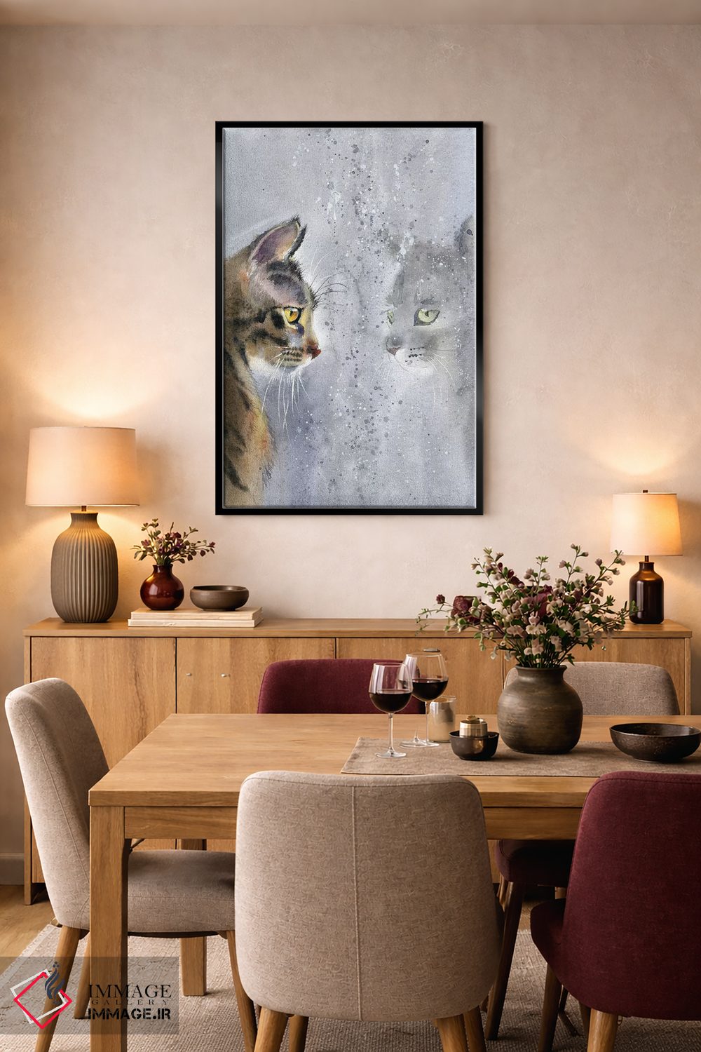 تابلو دکوراتیو گربه کنار پنجره اثر مارینا ایگناتووا - D5B