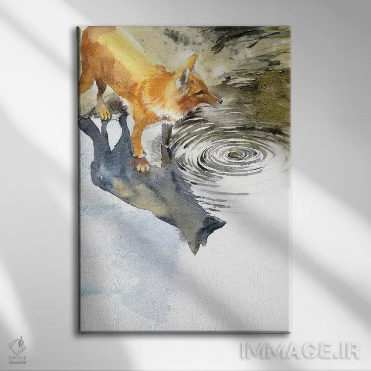 تابلو دکوراتیو روباه کنار رودخانه اثر مارینا ایگناتووا - نمای روبهرو روی دیوار