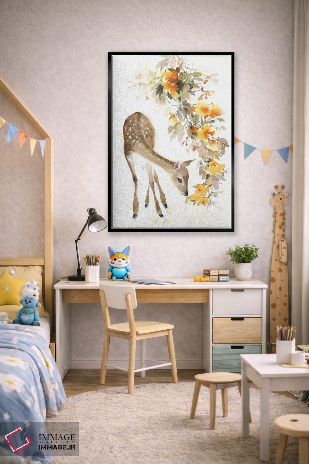 تابلو دکوراتیو آهو با شاخه اثر مارینا ایگناتووا - D2B