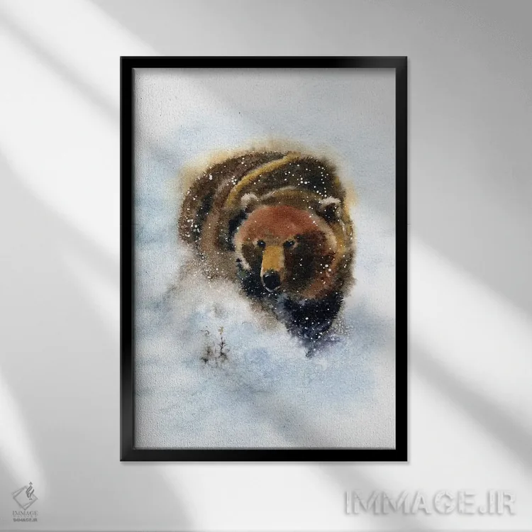 تابلو دکوراتیو خرس اثر مارینا ایگناتووا - نمای قابدار مشکی