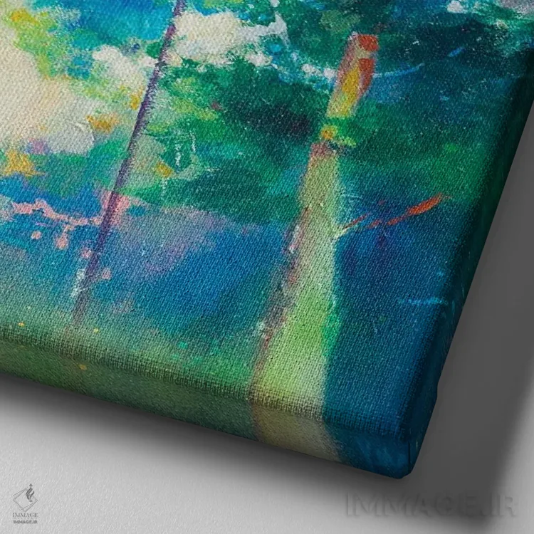 تابلو انتزاعی راهی از میان درختان ساختن اثر کری مک کیب - نمای نزدیک بافت بوم