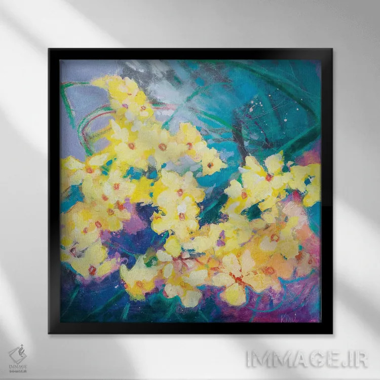 تابلو دکوراتیو طوفان نرگس ها اثر کری مک کیب - نمای قابدار مشکی