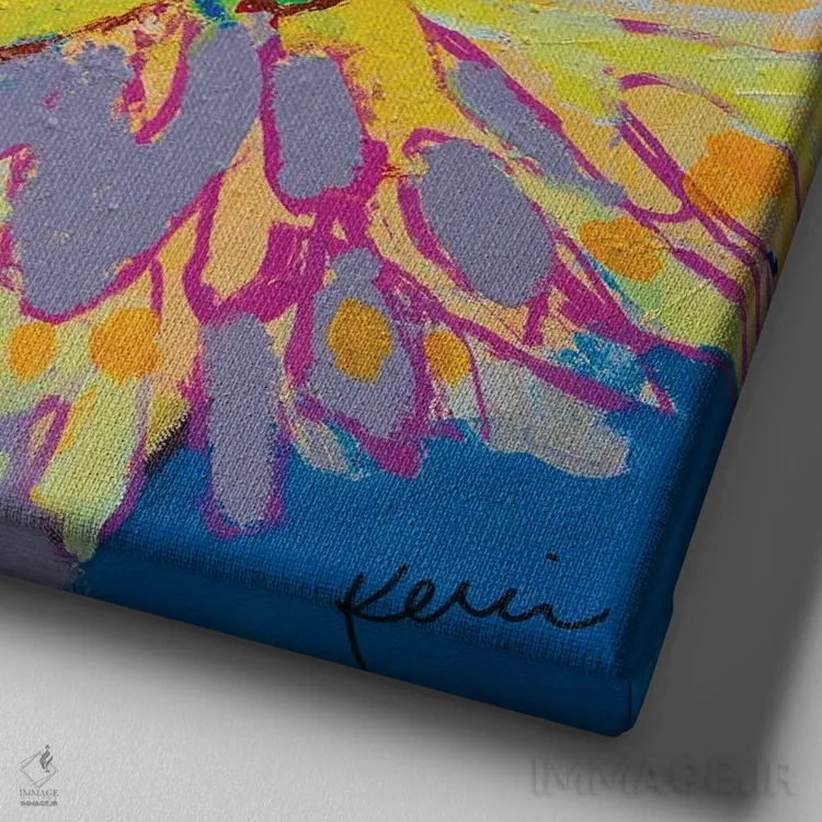 تابلو دکوراتیو سه گل آفتابگردان اثر کری مک کیب - نمای نزدیک بافت بوم