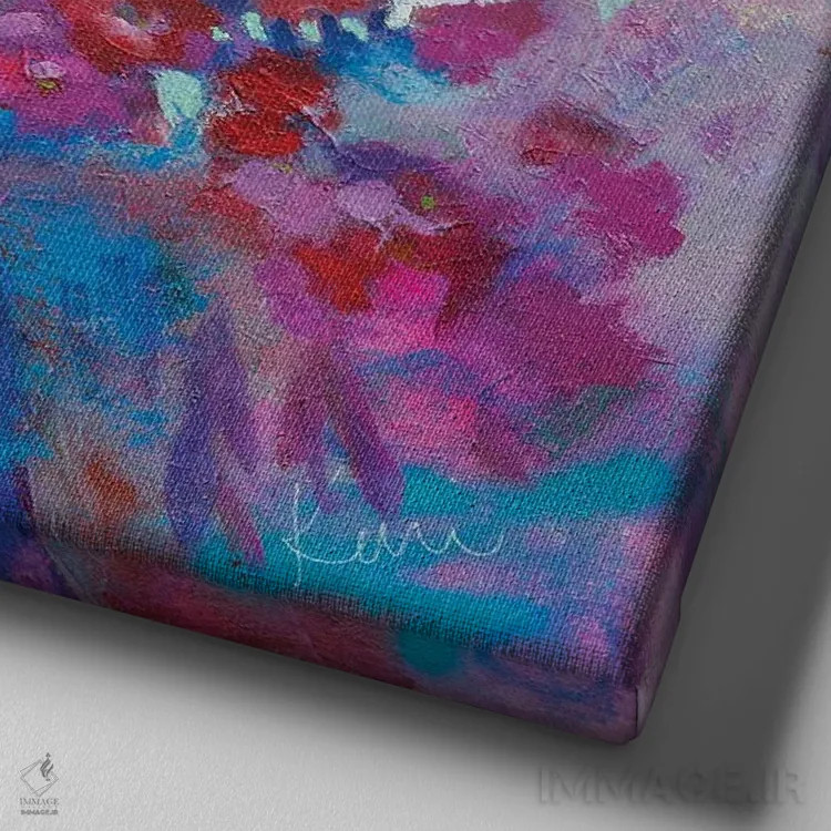 تابلو دکوراتیو در حلقه ای از عشق اثر کری مک کیب - نمای نزدیک بافت بوم