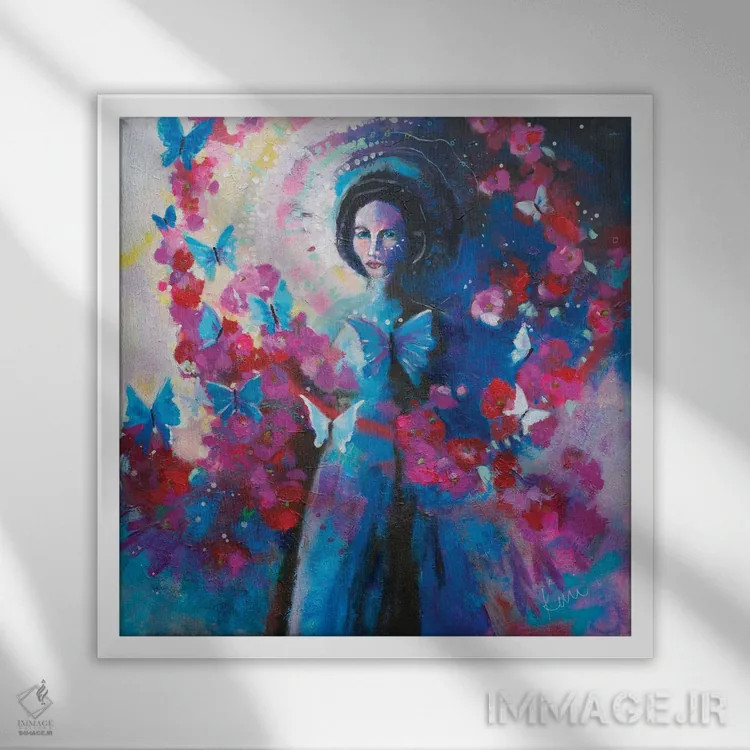 تابلو دکوراتیو در حلقه ای از عشق اثر کری مک کیب - نمای قابدار سفید