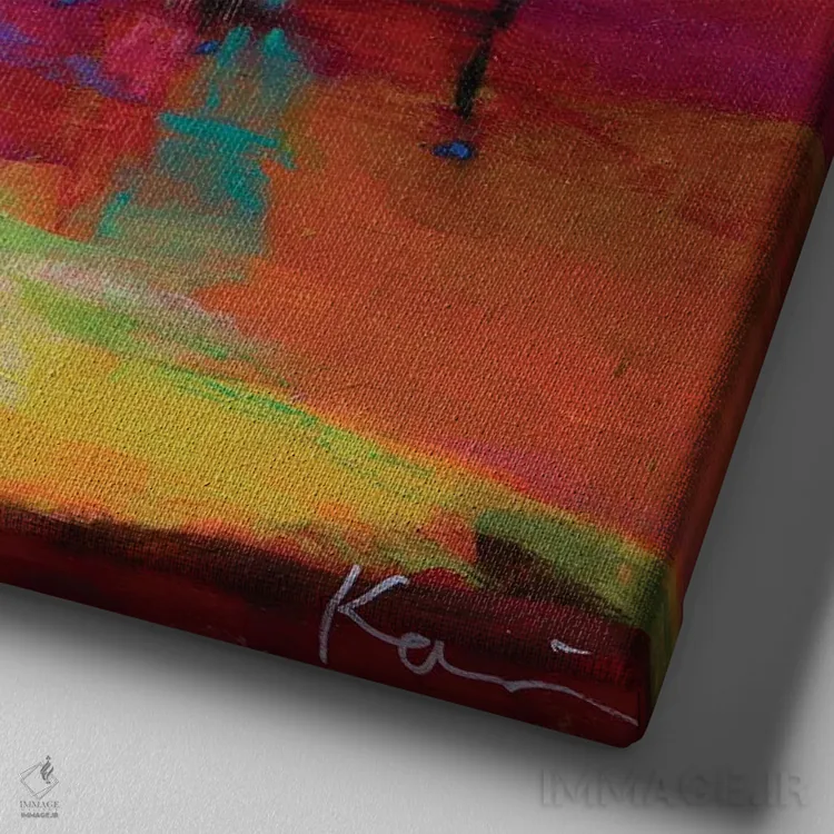 تابلو انتزاعی از در پشتی بیا اثر کری مک کیب - نمای نزدیک بافت بوم