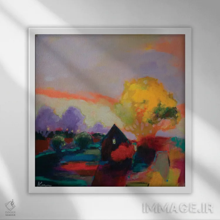 تابلو انتزاعی صلح اثر کری مک کیب - نمای قابدار سفید