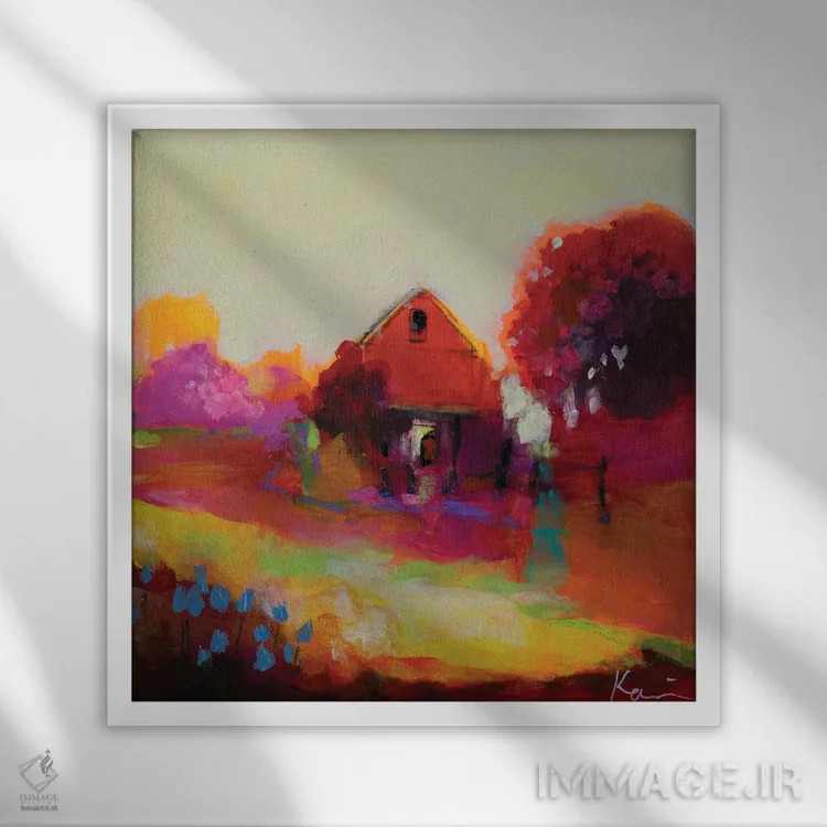 تابلو انتزاعی از در پشتی بیا اثر کری مک کیب - نمای قابدار سفید