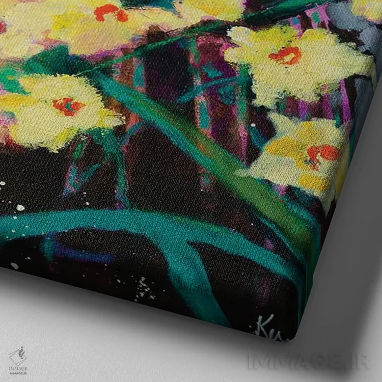 تابلو دکوراتیو در باغ مرا ملاقات کن اثر کری مک کیب - نمای نزدیک بافت بوم