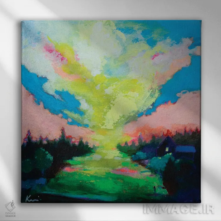 تابلو انتزاعی روز کاملا نو اثر کری مک کیب - نمای روبهرو روی دیوار