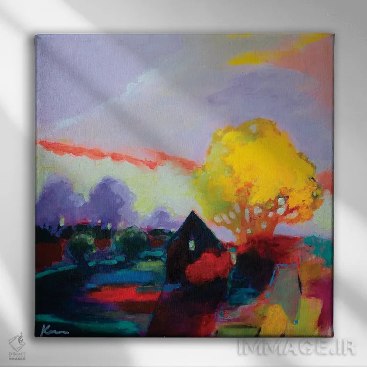 تابلو انتزاعی صلح در خانه اثر کری مک کیب - نمای روبهرو روی دیوار