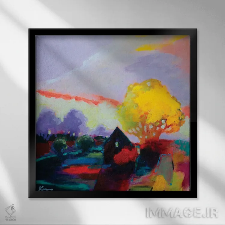 تابلو انتزاعی صلح در خانه اثر کری مک کیب - نمای قابدار مشکی