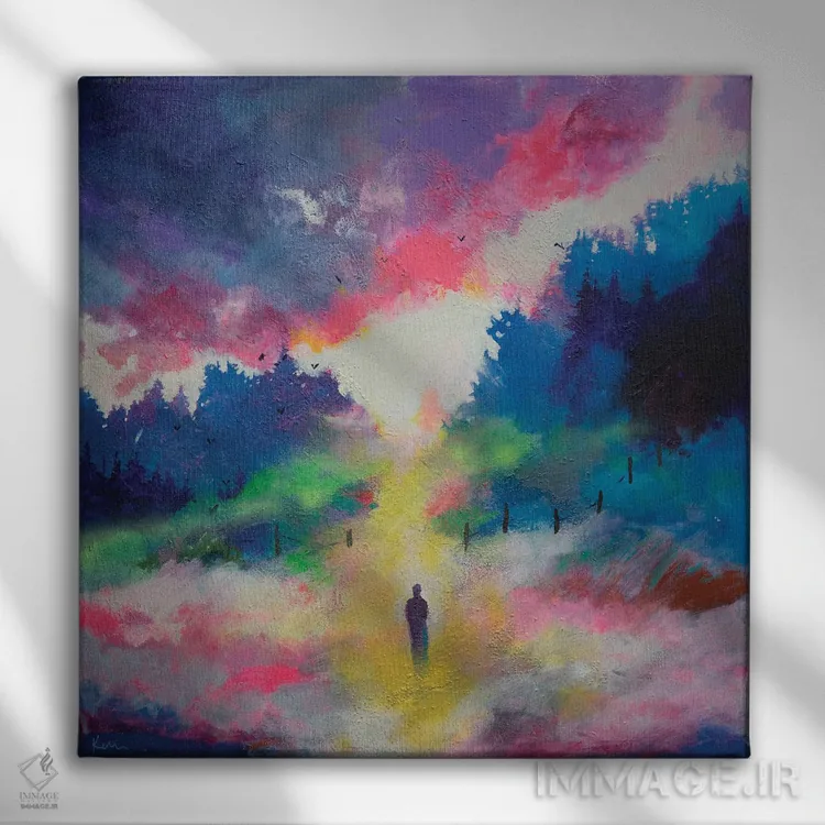 تابلو انتزاعی اشتیاق به نور اثر کری مک کیب - نمای روبهرو روی دیوار