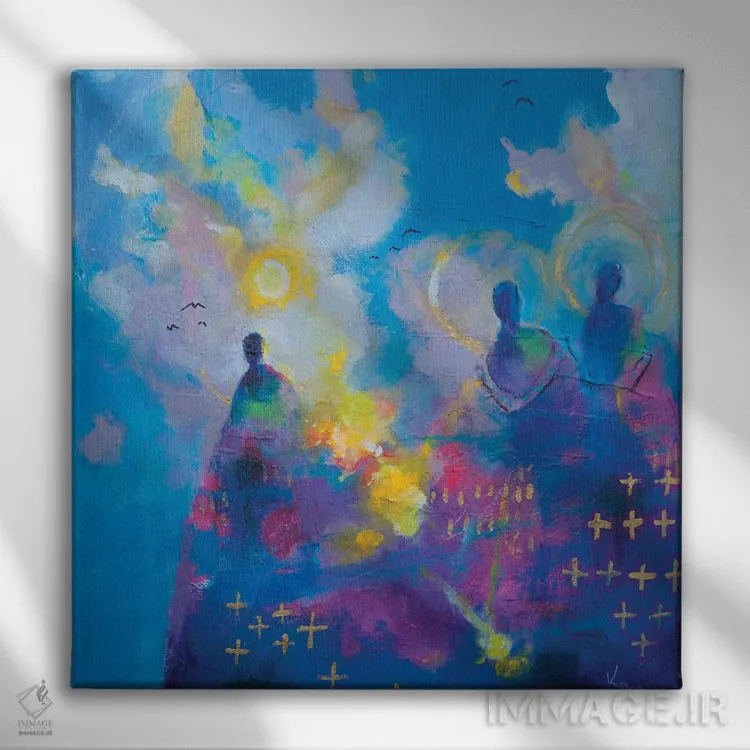 تابلو انتزاعی میزبان آسمانی اثر کری مک کیب - نمای روبهرو روی دیوار
