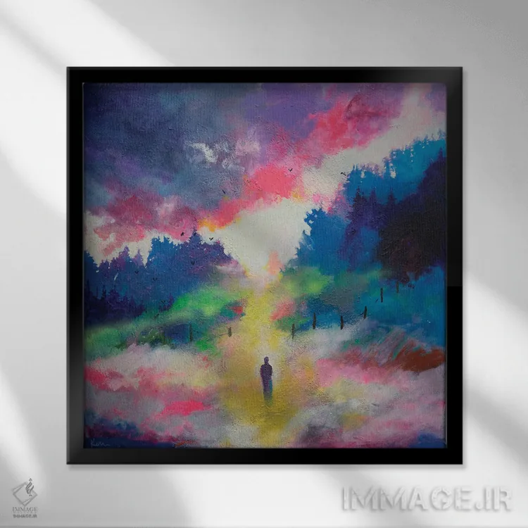 تابلو انتزاعی اشتیاق به نور اثر کری مک کیب - نمای قابدار مشکی