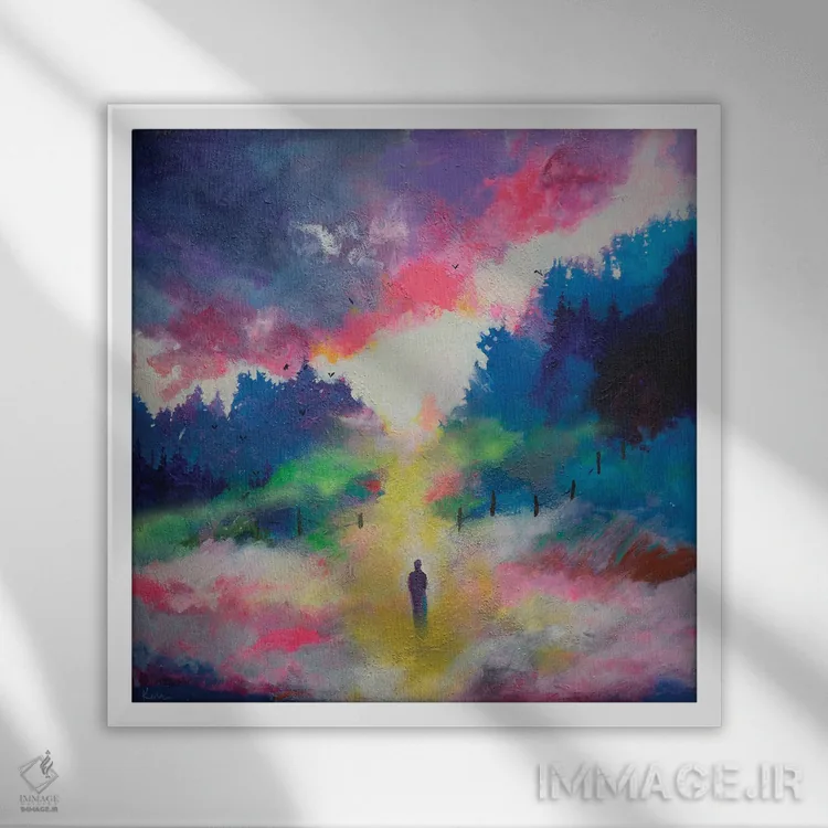 تابلو انتزاعی اشتیاق به نور اثر کری مک کیب - نمای قابدار سفید