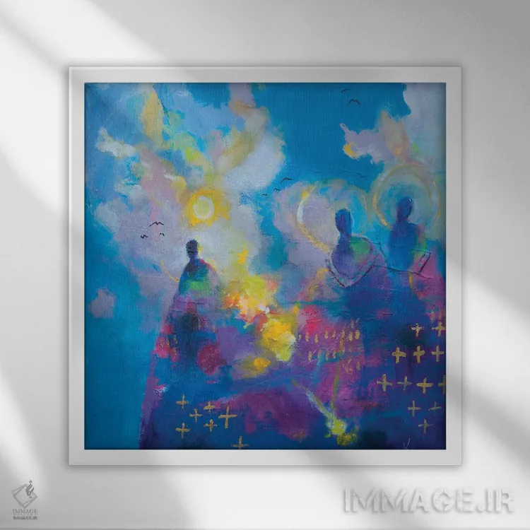 تابلو انتزاعی میزبان آسمانی اثر کری مک کیب - نمای قابدار سفید