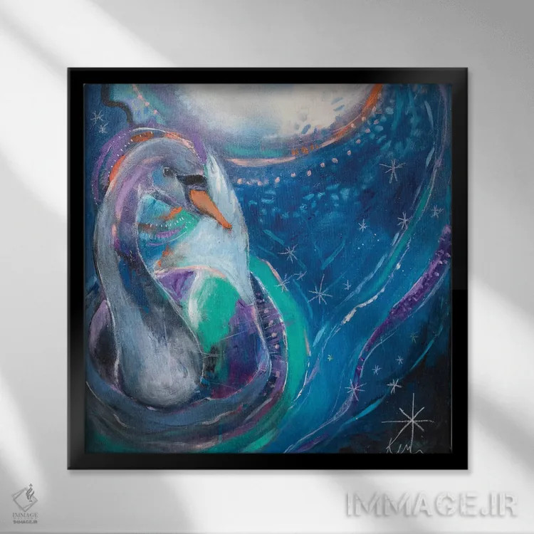 تابلو دکوراتیو موج هایی که به ماه می رسند اثر کری مک کیب - نمای قابدار مشکی