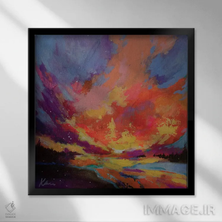 تابلو انتزاعی پراکندن شکوه اثر کری مک کیب - نمای قابدار مشکی