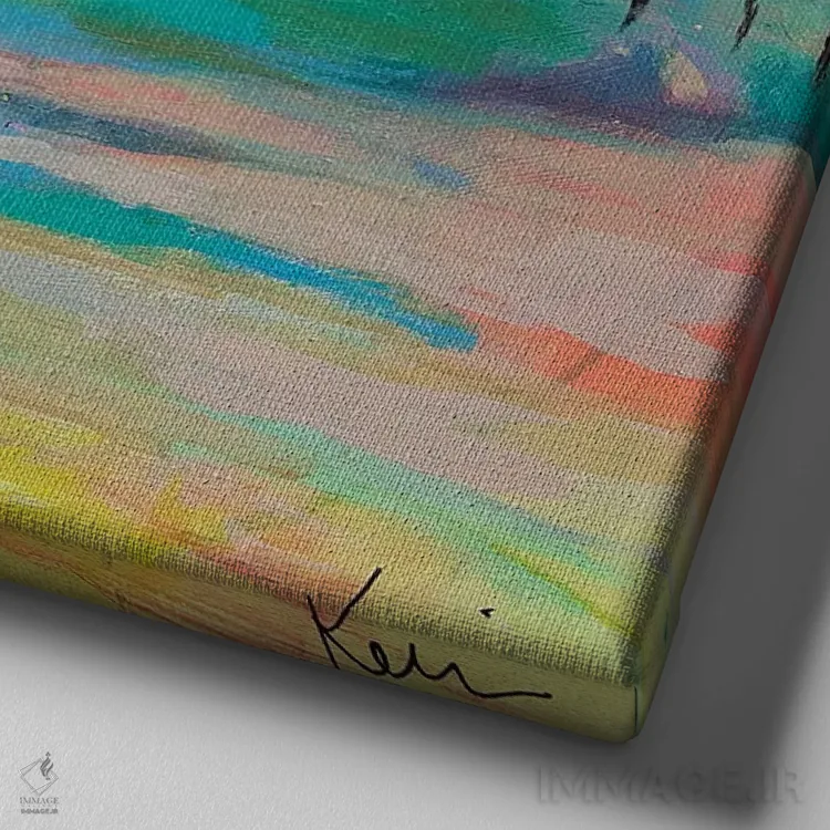 تابلو دکوراتیو در راه طویله اثر کری مک کیب - نمای نزدیک بافت بوم