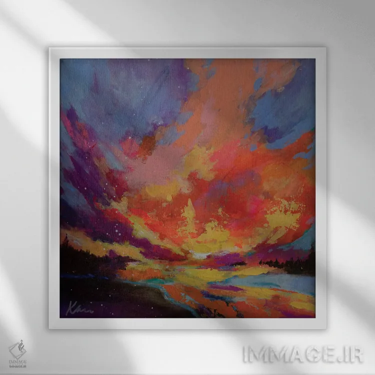 تابلو انتزاعی پراکندن شکوه اثر کری مک کیب - نمای قابدار سفید