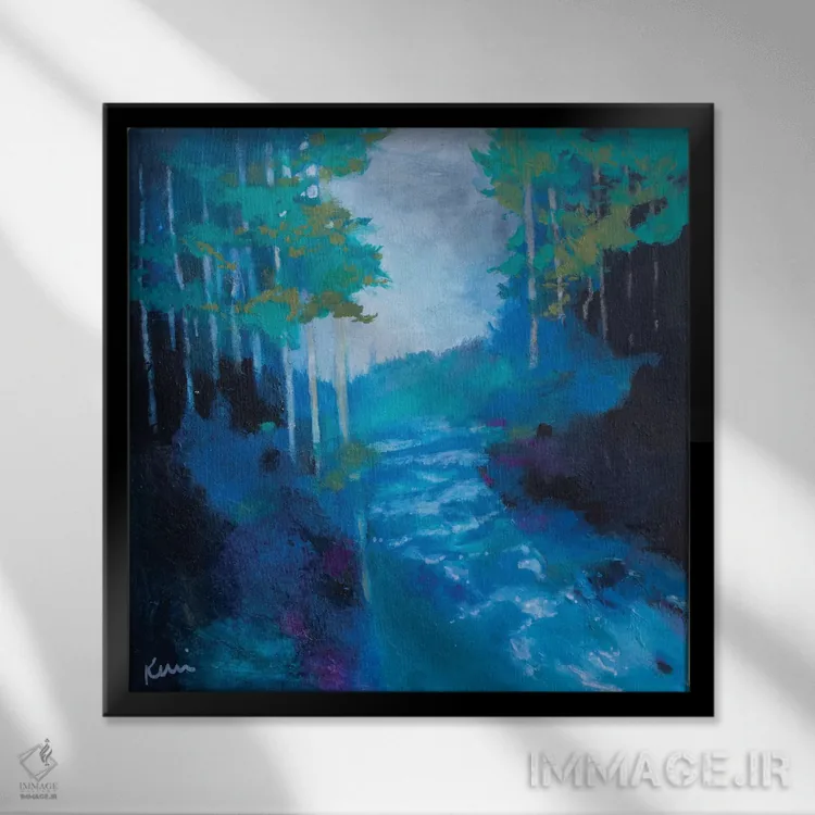 تابلو انتزاعی آب زنده اثر کری مک کیب - نمای قابدار مشکی