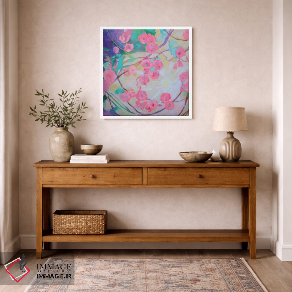 تابلو انتزاعی آفتاب شکوفه های گیلاس اثر کری مک کیب - D5W