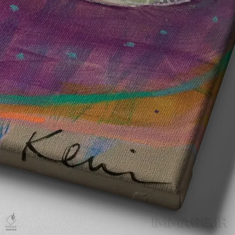 تابلو دکوراتیو گوهر بالدار اثر کری مک کیب - نمای نزدیک بافت بوم