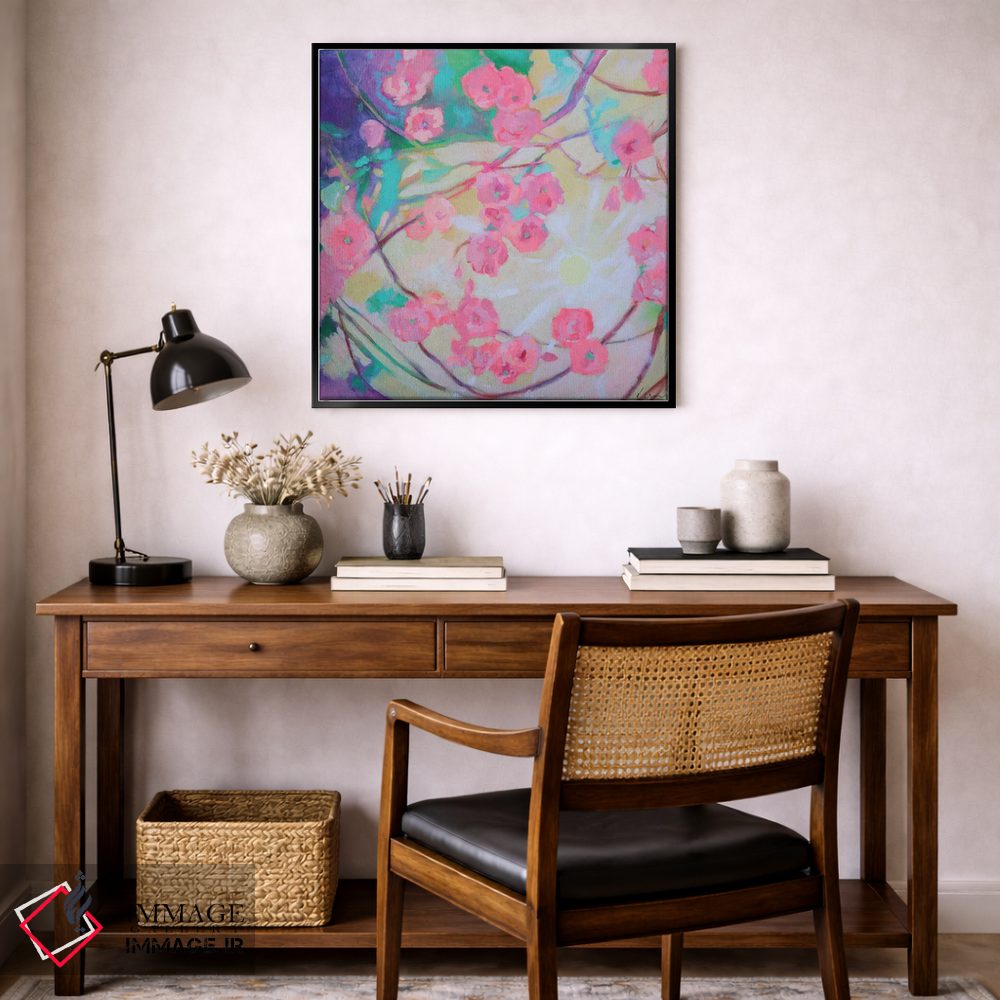 تابلو انتزاعی آفتاب شکوفه های گیلاس اثر کری مک کیب - D6B