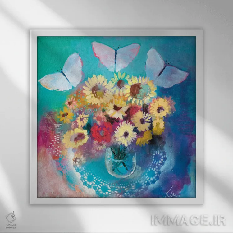 تابلو دکوراتیو شکرگزاری تابستان اثر کری مک کیب - نمای قابدار سفید