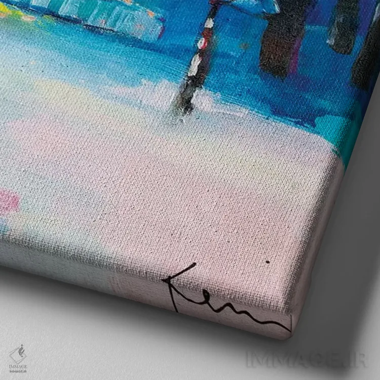 تابلو دکوراتیو تنهایی برفی اثر کری مک کیب - نمای نزدیک بافت بوم