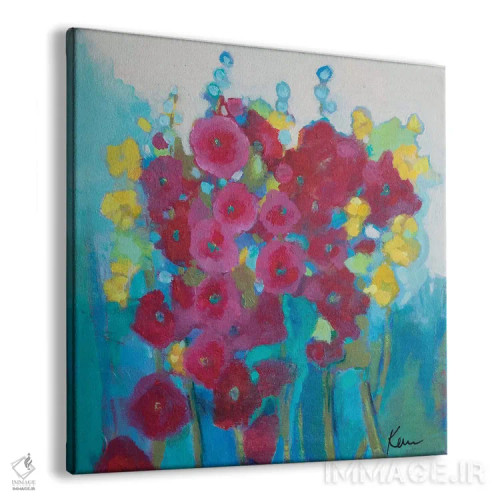 تابلو انتزاعی شادمانی گل ختمی اثر کری مک کیب - نمای پرسپکتیو محصول