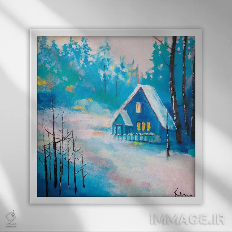 تابلو دکوراتیو تنهایی برفی اثر کری مک کیب - نمای قابدار سفید