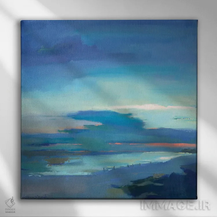 تابلو انتزاعی غروب هندرسون اثر کاتلین برادریک - نمای روبهرو روی دیوار