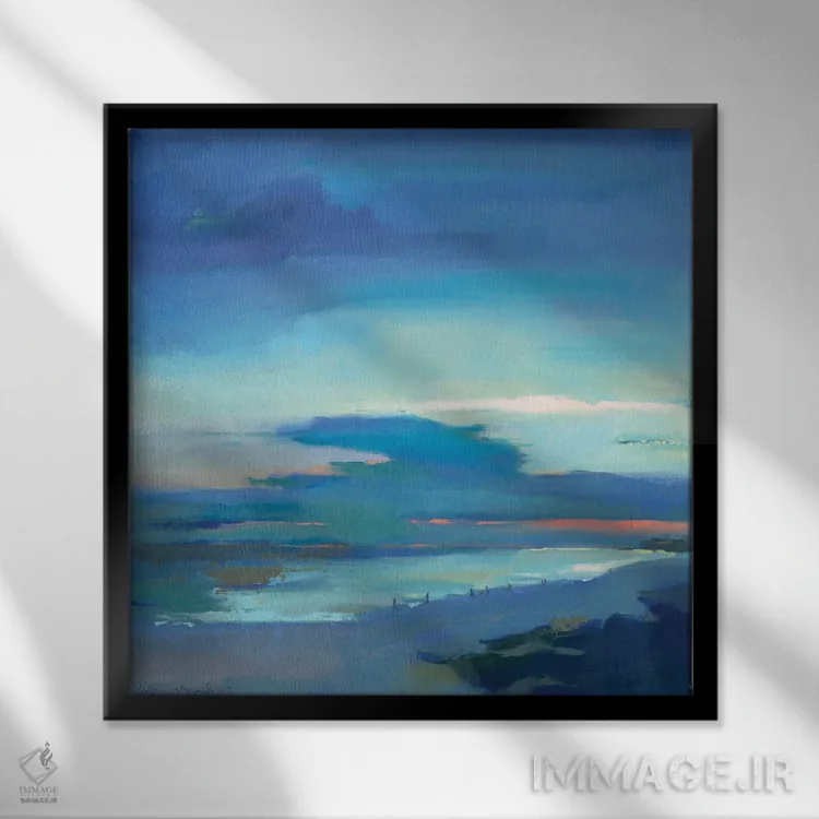 تابلو انتزاعی غروب هندرسون اثر کاتلین برادریک - نمای قابدار مشکی