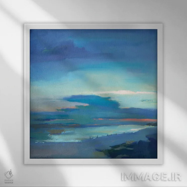 تابلو انتزاعی غروب هندرسون اثر کاتلین برادریک - نمای قابدار سفید