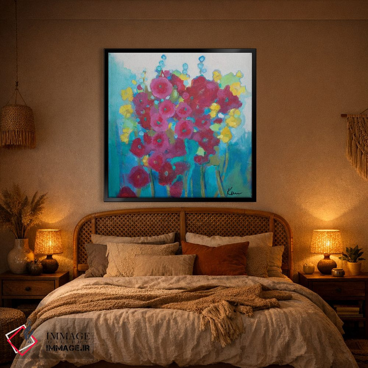 تابلو انتزاعی شادمانی گل ختمی اثر کری مک کیب - D1B
