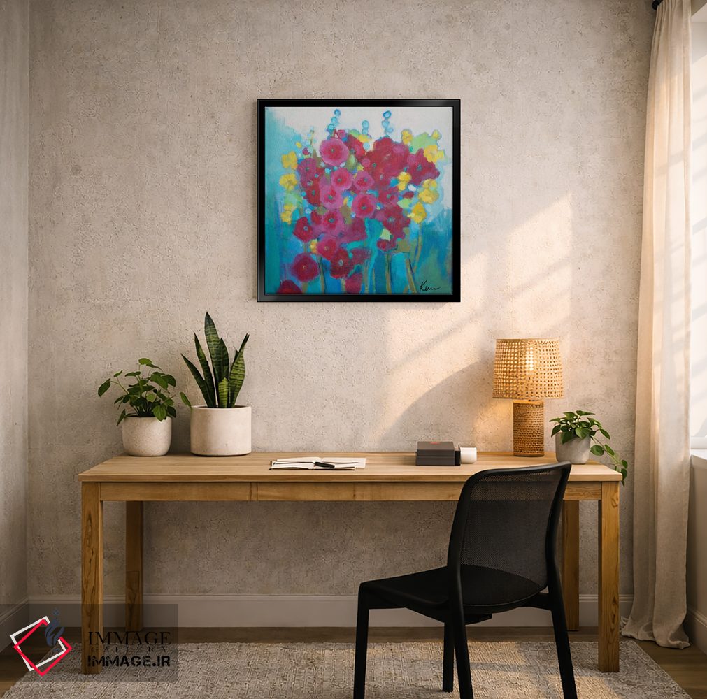 تابلو انتزاعی شادمانی گل ختمی اثر کری مک کیب - D6B