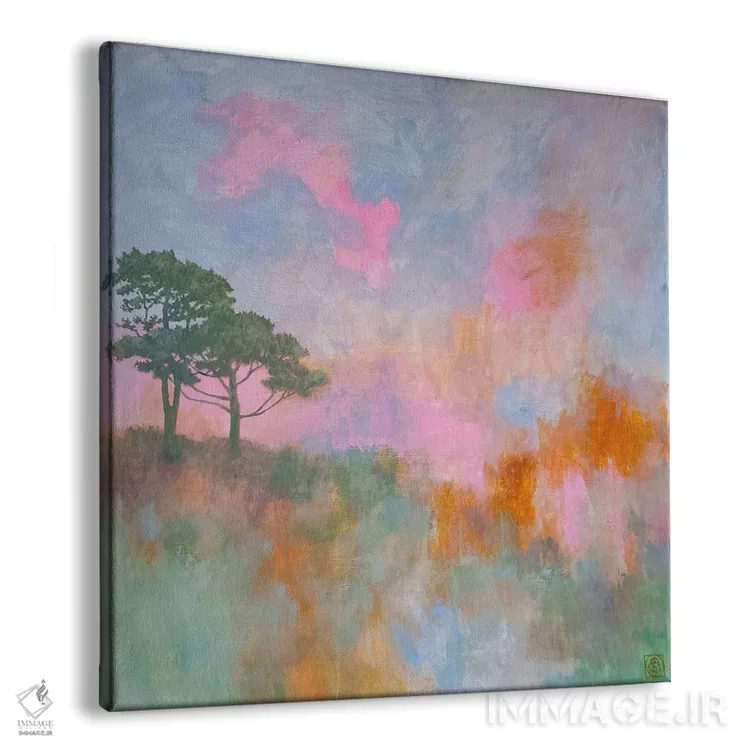 تابلو انتزاعی دو درخت اثر کاتیا بلینی - نمای پرسپکتیو محصول